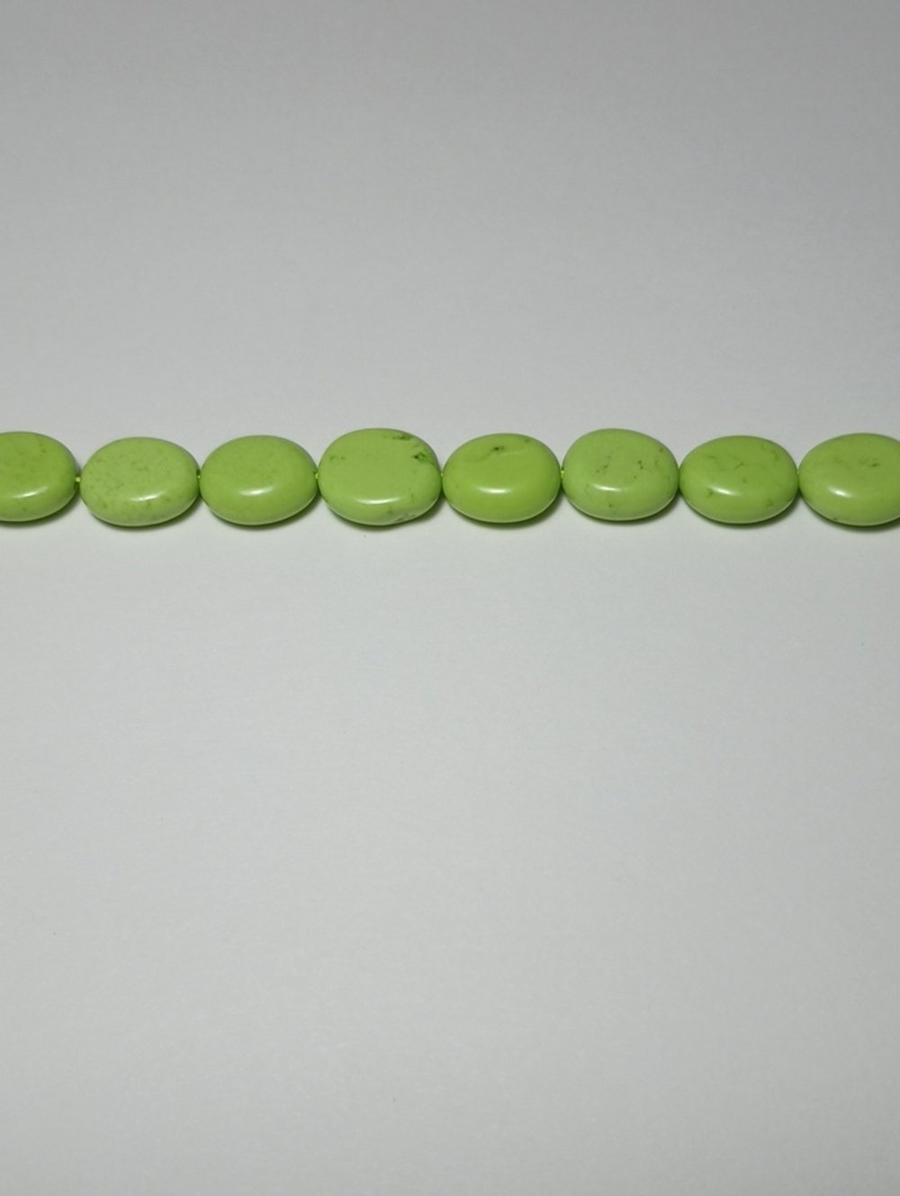 2/$15 Chalk Turquoise Beads Lime Flat Oval 12x10mm Stabilized Dyed 16" Strand